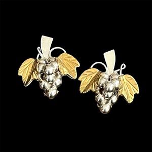 Taxco Mexico sterling silver and brass grape bunch earrings